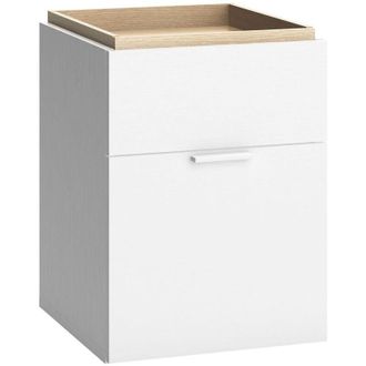 Calicosy Calicosy - Mesita de noche 2 cajones blanco y tabla madera - 4you