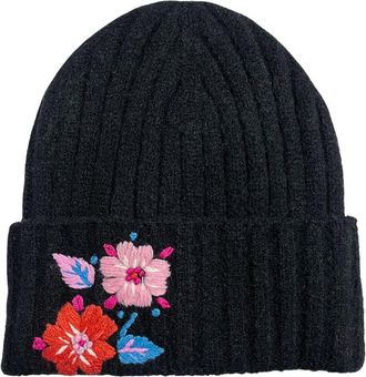 MARCUS ADLER Flower Embroidered Beanie