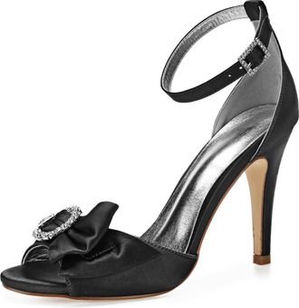 Generic Wedding Shoes Womens Stiletto Sandals Bridal Open Toe Sexy High Heels for Party Wedding Dress Daily Wear Shoes 10.5Cm,Black,5 UK