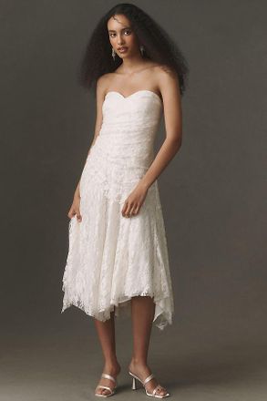 BHLDN Lace Strapless Midi Dress