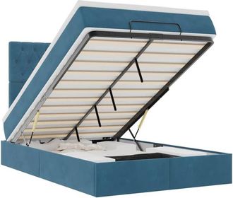 vidaXL Estructura De Cama Otomana Colchones Terciopelo Azul Oscuro Vidaxl