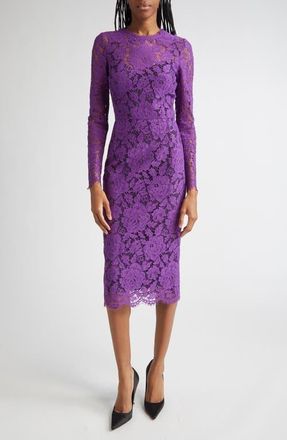 Dolce & Gabbana Long Sleeve Cordonetto Lace Sheath Dress in F0571 Viola at Nordstrom, Size 2 Us