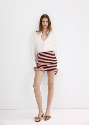 Mango Gonna maglia righe rosa pastello - Donna - XS - MANGO