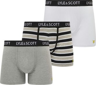 Lyle & Scott Heren Ethan Logo Boxershorts (Verpakking van 3) (Grijs)