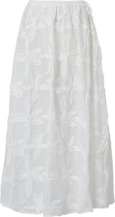 Farm Rio Farm Rio - Daisy 3D bloemen geborduurde maxirok - Dames - Rokken - Wit - Maat: XS Katoen