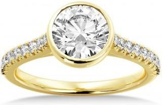 Allurez Lab Grown Bezel Set Diamond Accented Engagement Ring 14k Yellow Gold (0.23ct)