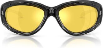 Diesel 63mm Oversize PIllow Sunglasses in Shiny Black /Yellow Mirror at Nordstrom