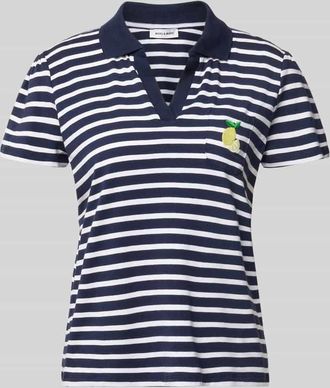 More & More More & More Regular Fit Poloshirt mit Brusttasche und Motiv-Stitching in Marine, Gr&ouml;&szlig;e 38