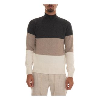 Gran Sasso Cashmere Knitwear, male, Multicolor, L, Cashmere Turtleneck Pullover with Pleats