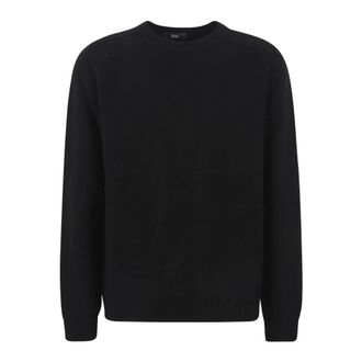 Herno Round-neck Knitwear, male, Black, 2XL, Jumper in 100% Wool