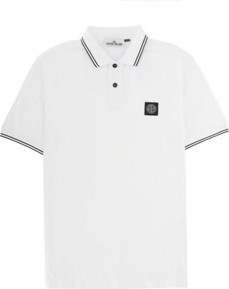 Stone Island White Shirt Collar Polo