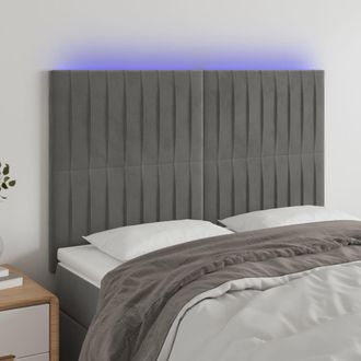 vidaXL Cabecero Con Luces Led Terciopelo Gris Claro 144x5x118/128 Cm Vidaxl