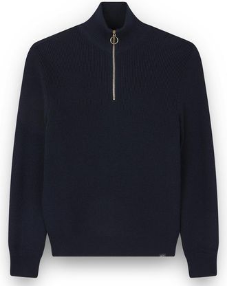 Paul & Shark Tech Wool half zip sweater, Man, Blue Nights-gold, Size: XXL