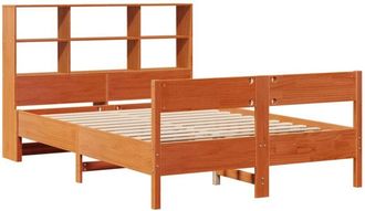 vidaXL Bookcase Bed without Mattress Wax Brown 150x200 cm King Size Solid Wood Pine Vidaxl