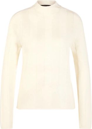 Marc Cain Slim-Fit Trui met Opstaande Kraag - Dames - Coltruien - Wit - 3XL - Wol - Truien & Vesten