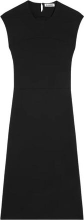 Jil Sander Lichtgewicht Viscose Jurk met Ronde Hals - Dames - Jurken - Zwart - Maat: 2XS Viscose