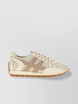 Hogan stitching contrast mesh panels rubber sole