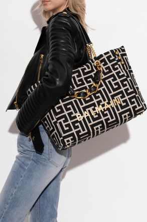 Balmain Shopper Bag 1945 Soft, Womens, Black