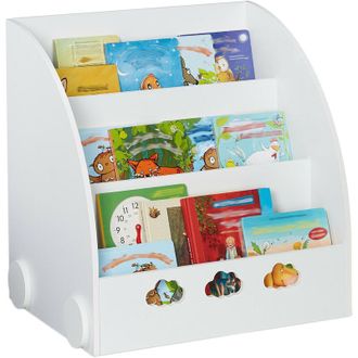 Relaxdays Relaxdays Libreria per Bambini, HxLxP 60x58x45 cm, Scaffale a 3 Scomparti Porta Libri, Cameretta Bimbi, in MDF, Bianco
