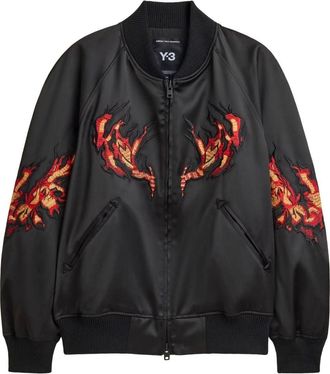adidas x Y-3 Embroidered Graphic Satin Souvenir Jacket Asia Sizing Black KR1110