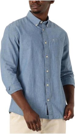 Butcher of Blue Overhemden, Heren, Blauw, S, Aidan Chambray Overhemd voor Heren