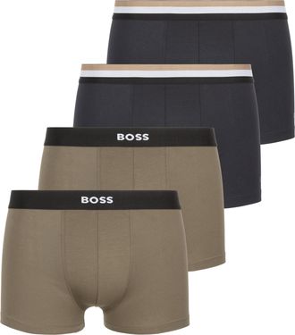 HUGO BOSS Boxershorts BOSS Unterhose Trunk 2P Gift, Herren, Gr. M (50), 2 Stk., bunt (braun, dunkelblau), Jersey, Obermaterial: 95% Baumwolle, 5% Elasthan, kont