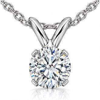 Pompeii3 1/4ct Solitaire Diamond Pendant Necklace 14K White Gold