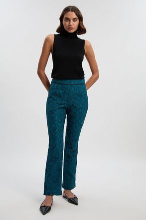 Karen Millen Womens Tipped Corded Lace High Waisted Woven Trouser - Teal Polyamide - Size 12 UK