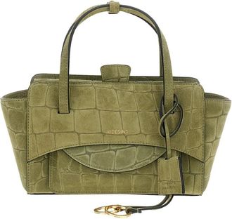 Hidesins Croc-effect Suede Crossbody Tas - Dames - Handtassen - Groen - ONE Size - Leer - Tassen
