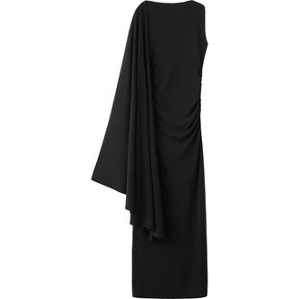 Mango Asymmetric Cape Dress in Black at Nordstrom, Size 6