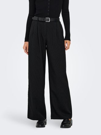 Only Anzughose ONLY ONLREINA HW PLEAT STR PINS PANT TLR NOOS, Damen, Gr. 36, L&auml;nge 32, schwarz (schwarz stripes:cloud dancer pinstripes), Web, Obermaterial
