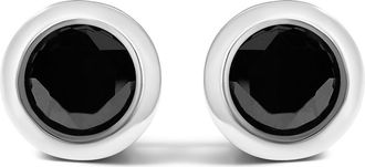 House of Brilliance Silver 9 1/2 Ct Black Diamond Bezel- Stud Earrings with Screw Backs in White at Nordstrom