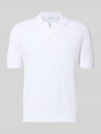 Gran Sasso Regular Fit Poloshirt mit breiter Rippe und V-Ausschnitt in Offwhite, Gr&ouml;&szlig;e 50