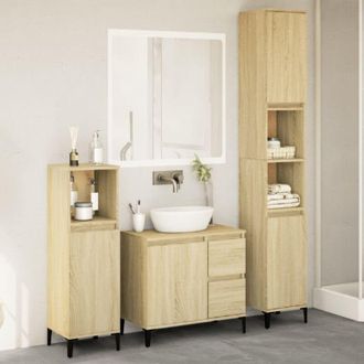 vidaXL vidaXL Set Mobili da Bagno 3 pz Rovere Sonoma in Legno Multistrato