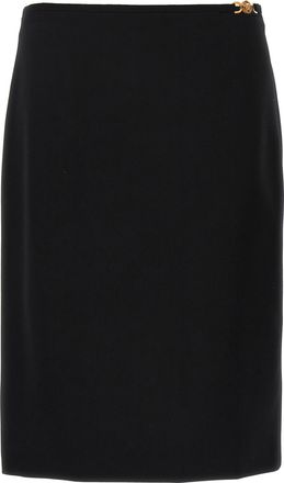 Versace Black Virgin Wool Midi Womens Skirt
