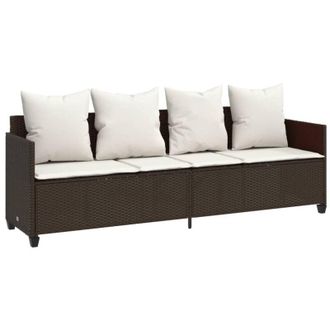 vidaXL Vidaxl - Lettino Prendisole con Cuscini Marrone in Polyrattan