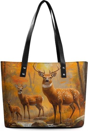Generic Deer Family Tote Bags for Women Cute Shoulder Purses Handbags