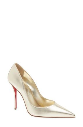 Christian Louboutin Miss Z Pointed Toe Pump in G306 Platine/Lin Platine at Nordstrom, Size 6.5Us