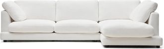K Home 4-Sitzer Design Ecksofa Galla mit abnehmbaren Bez&uuml;gen und Chaiselongue rechts - Chenille Weiss