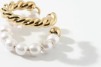 Simons Womens Twist and pearl ear cuff