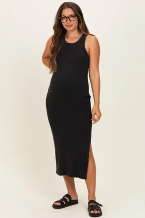 Pinkblush Acid Washed Ribbed Midi Tank Dress in Black at Nordstrom, Size Medium