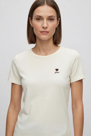 Boss Orange by Hugo Boss T-Shirt BOSS ORANGE Elove Premium Damenmode, Damen, Gr. XL (42), open wei&szlig; 118, Single Jersey, Obermaterial: 100% Baumwolle, bedruckt, unifarben, k&ouml;rp