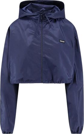 Miu Miu Jassen, Dames, Blauw, M, Nylon, Cropped Nylon Jacket