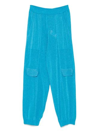 Akep lurex-detail track pants - women - Viscose/Cotton/Polyamide/Metallic Fibre - S - Blue