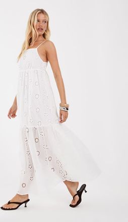 Object Vestito maxi cami bianco con ricamo traforato