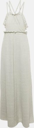 M Missoni Grey Lurex Knit Cross Back Detailed Maxi Dress