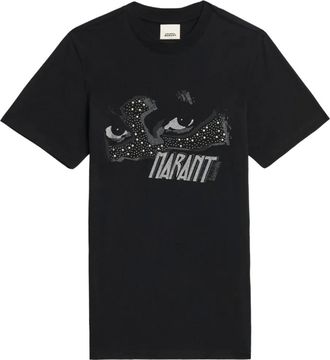 Isabel Marant Zoeline sequin stud T-shirt - women - Cotton - L - Black