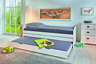 Dmora Dmora Lit Simple Transformable En 3 Lits En Pin Teint&eacute; Blanc