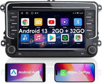 OEM Autorradio 2 Din, 7 Para Vw Golf, Passat, Seat, Touran, Skoda, Carplay Y Android Auto, 2+32 Gb, Pantalla T&aacute;ctil Y Botones F&iacute;sicos, Ecualizador, Radio 