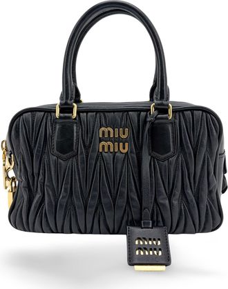 Miu Miu Arkadi Matelass&eacute; Napa Leather Bag Black